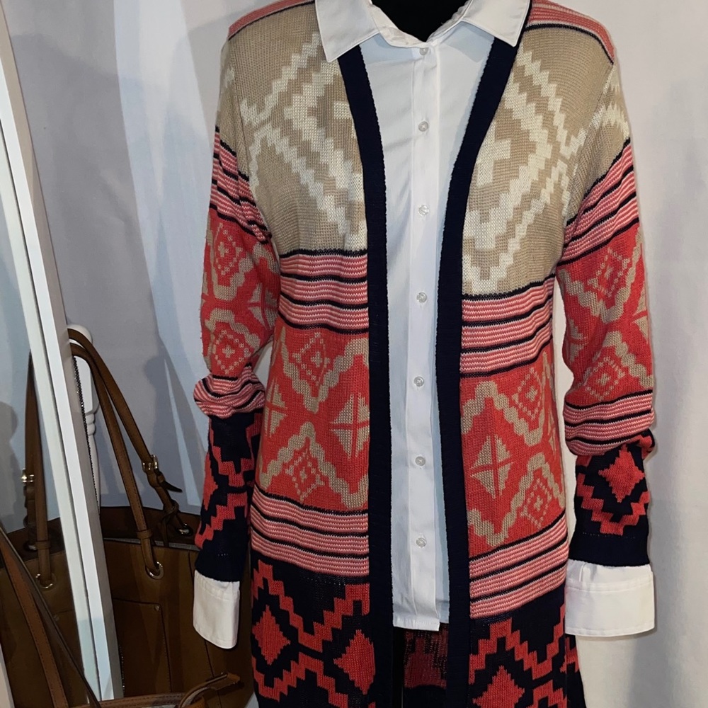 🌞 Say What, Duster Cardigan, Aztec print